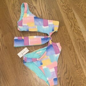 SOAH Soul Of A Hippie Colorful One-Shoulder Cut Out One Piece Swimsuit NWT